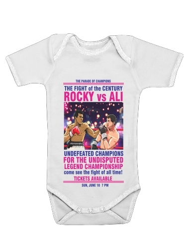  Ali vs Rocky para bodysuit bebê manga curta