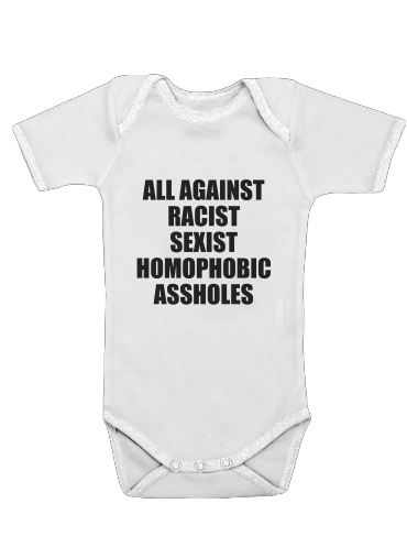  All against racist Sexist Homophobic Assholes para bodysuit bebê manga curta