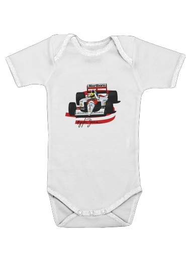  Ayrton Senna Formule 1 King para bodysuit bebê manga curta