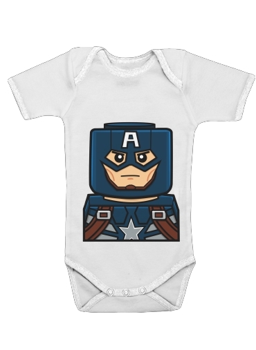  Bricks Captain America para bodysuit bebê manga curta