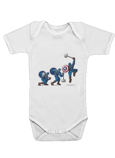  Captain America - Thor Hammer para bodysuit bebê manga curta