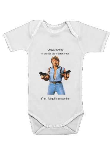  Chuck Norris Against Covid para bodysuit bebê manga curta