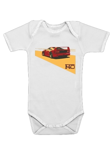  Ferrari F40 Art Fan para bodysuit bebê manga curta