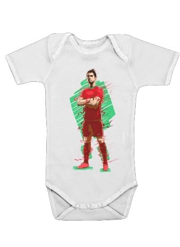  Football Legends: Cristiano Ronaldo - Portugal para bodysuit bebê manga curta