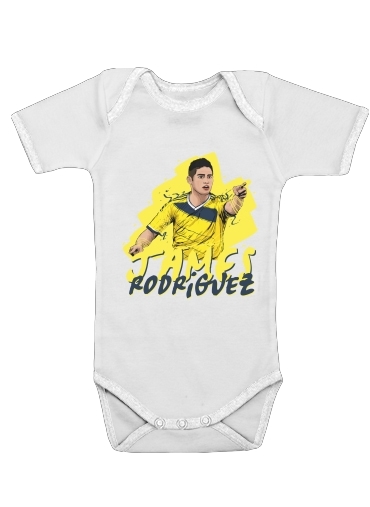  Football Stars: James Rodriguez - Colombia para bodysuit bebê manga curta