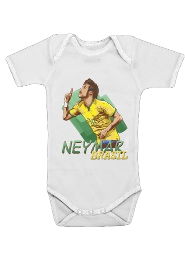  Football Stars: Neymar Jr - Brasil para bodysuit bebê manga curta