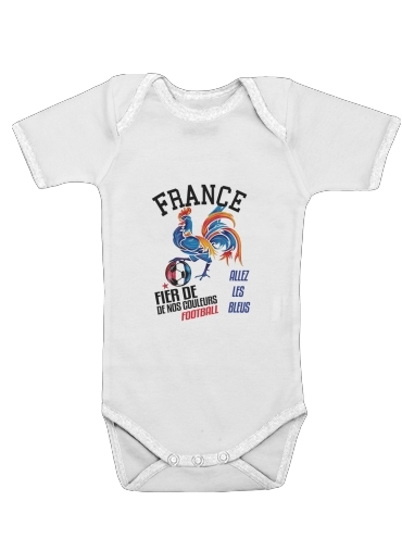  France Football Coq Sportif Fier de nos couleurs Allez les bleus para bodysuit bebê manga curta