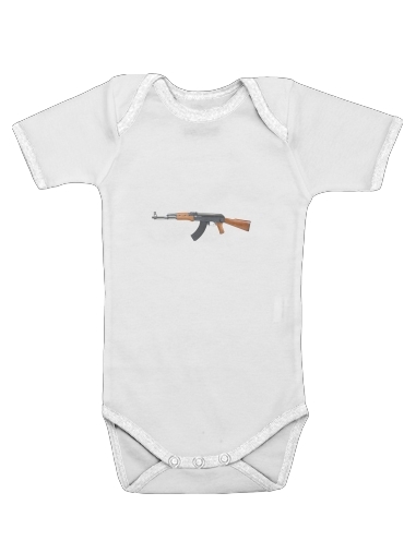  Kalashnikov AK47 para bodysuit bebê manga curta