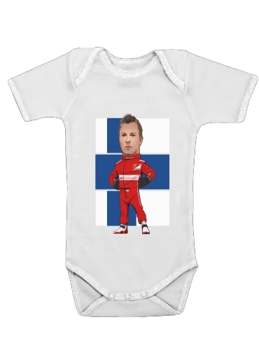  MiniRacers: Kimi Raikkonen - Ferrari Team F1 para bodysuit bebê manga curta
