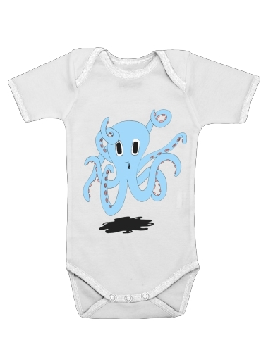  octopus Blue cartoon para bodysuit bebê manga curta