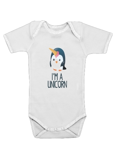  Pingouin wants to be unicorn para bodysuit bebê manga curta