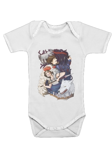  Princess Mononoke Inspired para bodysuit bebê manga curta