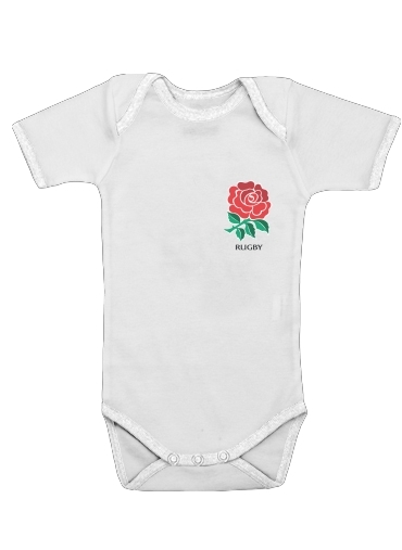  Rose Flower Rugby England para bodysuit bebê manga curta