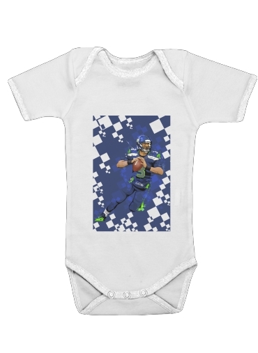  Seattle Seahawks: QB 3 - Russell Wilson para bodysuit bebê manga curta