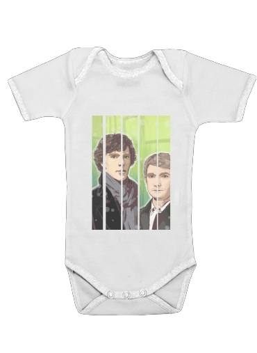  Sherlock and Watson para bodysuit bebê manga curta