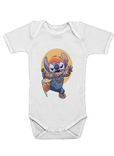  Stitch X Chucky Halloween para bodysuit bebê manga curta