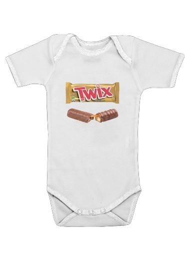  Twix Chocolate para bodysuit bebê manga curta