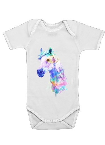  watercolor horse para bodysuit bebê manga curta