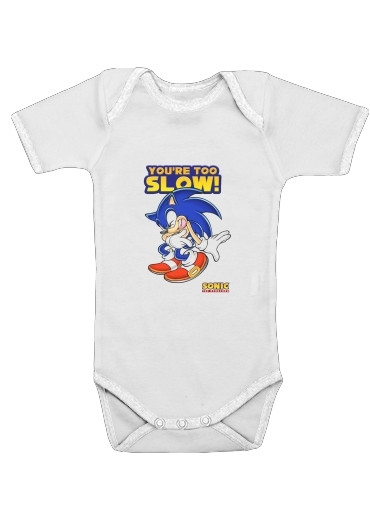  You're Too Slow - Sonic para bodysuit bebê manga curta