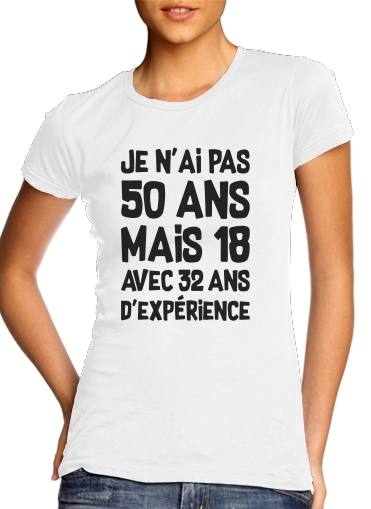  50 ans Cadeau anniversaire para T-shirt branco das mulheres