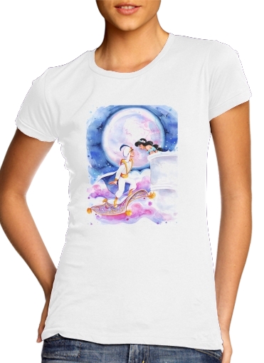  Aladdin Whole New World para T-shirt branco das mulheres