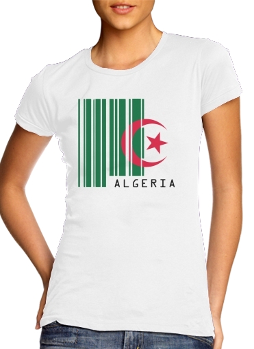  Algeria Code barre para T-shirt branco das mulheres