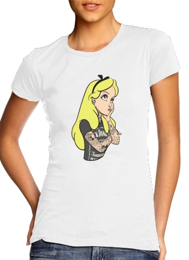  Alice Jack Daniels Tatoo para T-shirt branco das mulheres
