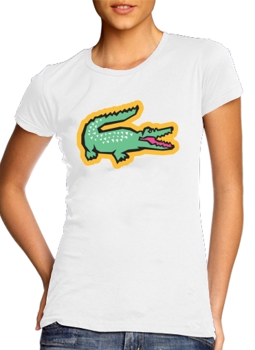  alligator crocodile lacoste para T-shirt branco das mulheres