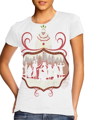  American circus para T-shirt branco das mulheres