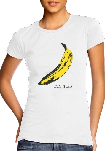  Andy Warhol Banana para T-shirt branco das mulheres