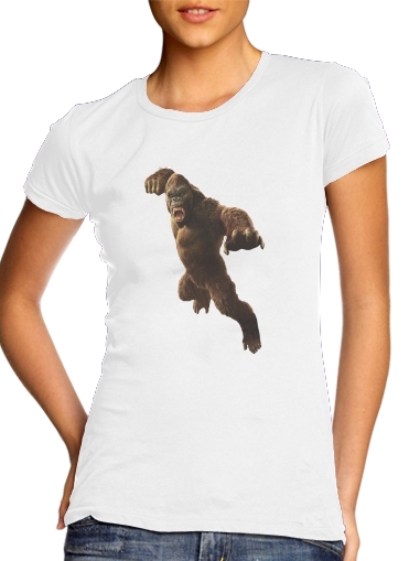  Angry Gorilla para T-shirt branco das mulheres