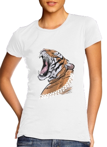  Animals Collection: Tiger  para T-shirt branco das mulheres