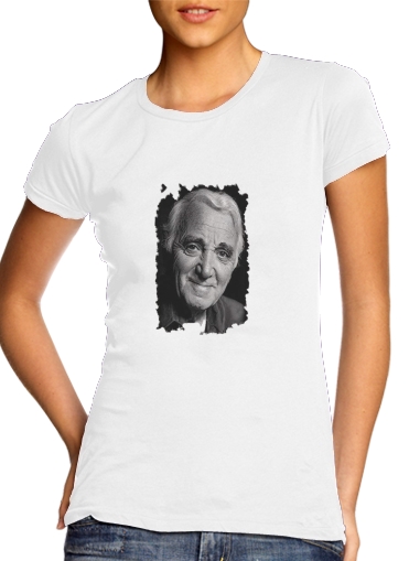  Aznavour Hommage Fan Tribute para T-shirt branco das mulheres
