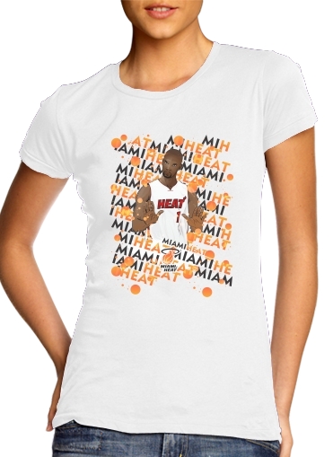  Basketball Stars: Chris Bosh - Miami Heat para T-shirt branco das mulheres