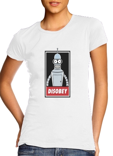 purple- Bender Disobey para T-shirt branco das mulheres