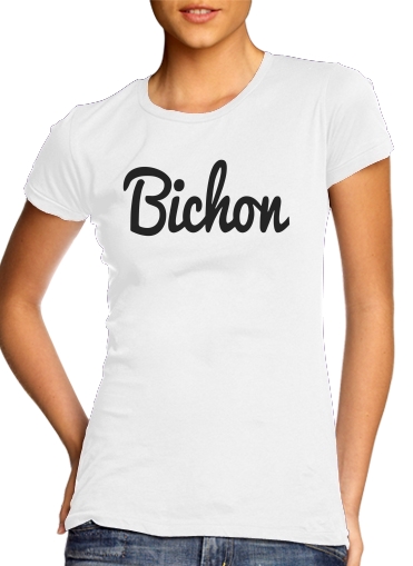  Bichon para T-shirt branco das mulheres