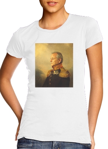  Bill Murray General Military para T-shirt branco das mulheres