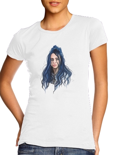  Billie Eilish para T-shirt branco das mulheres