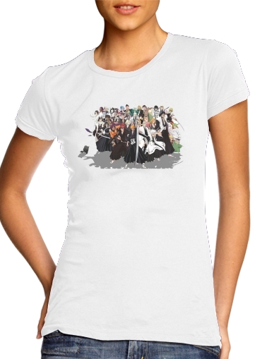  Bleach All characters para T-shirt branco das mulheres