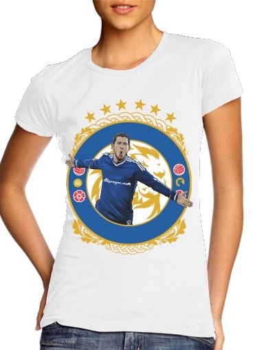  Blue Lion Hazard para T-shirt branco das mulheres