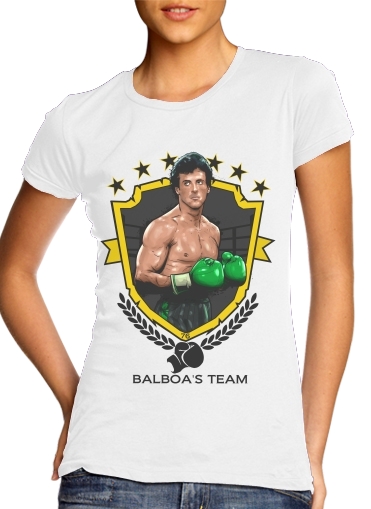  Boxing Balboa Team para T-shirt branco das mulheres