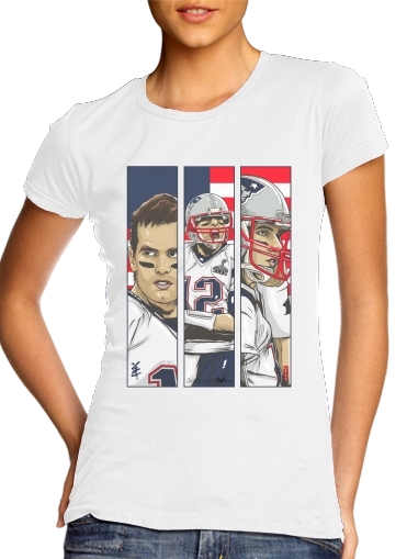  Brady Champion Super Bowl XLIX para T-shirt branco das mulheres