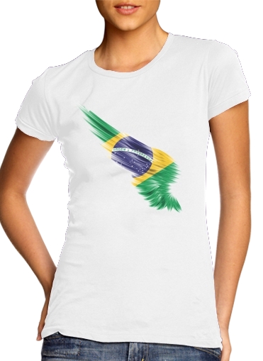  Brazil Selecao Home Primera para T-shirt branco das mulheres