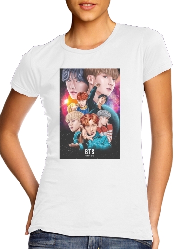  BTS DNA FanArt para T-shirt branco das mulheres