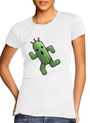 purple- Cactaur le cactus para T-shirt branco das mulheres