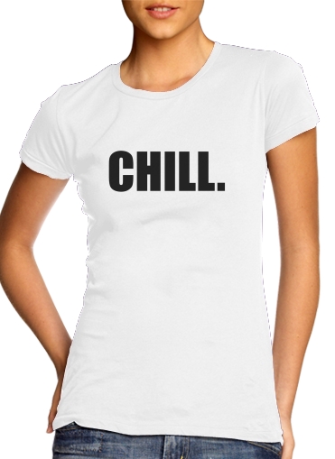 purple- Chill para T-shirt branco das mulheres