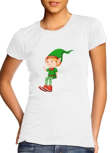  Christmas Elfe para T-shirt branco das mulheres