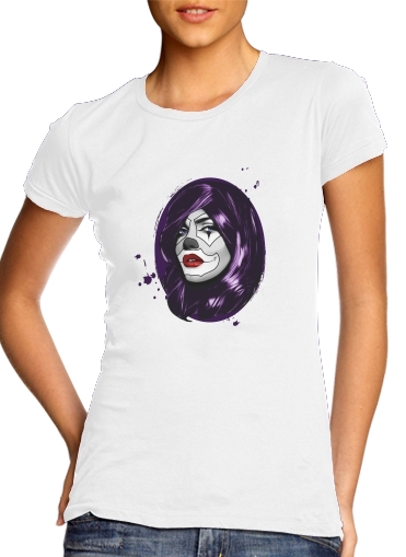  Clown Girl para T-shirt branco das mulheres
