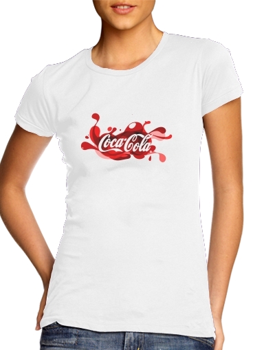  Coca Cola Rouge Classic para T-shirt branco das mulheres