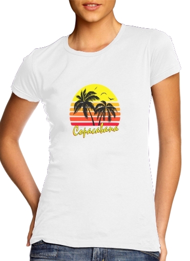  Copacabana Rio para T-shirt branco das mulheres